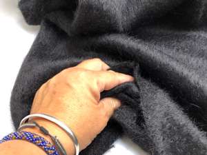 Uldfilt - lækker vasket blankere uldfilt med mohair i sort